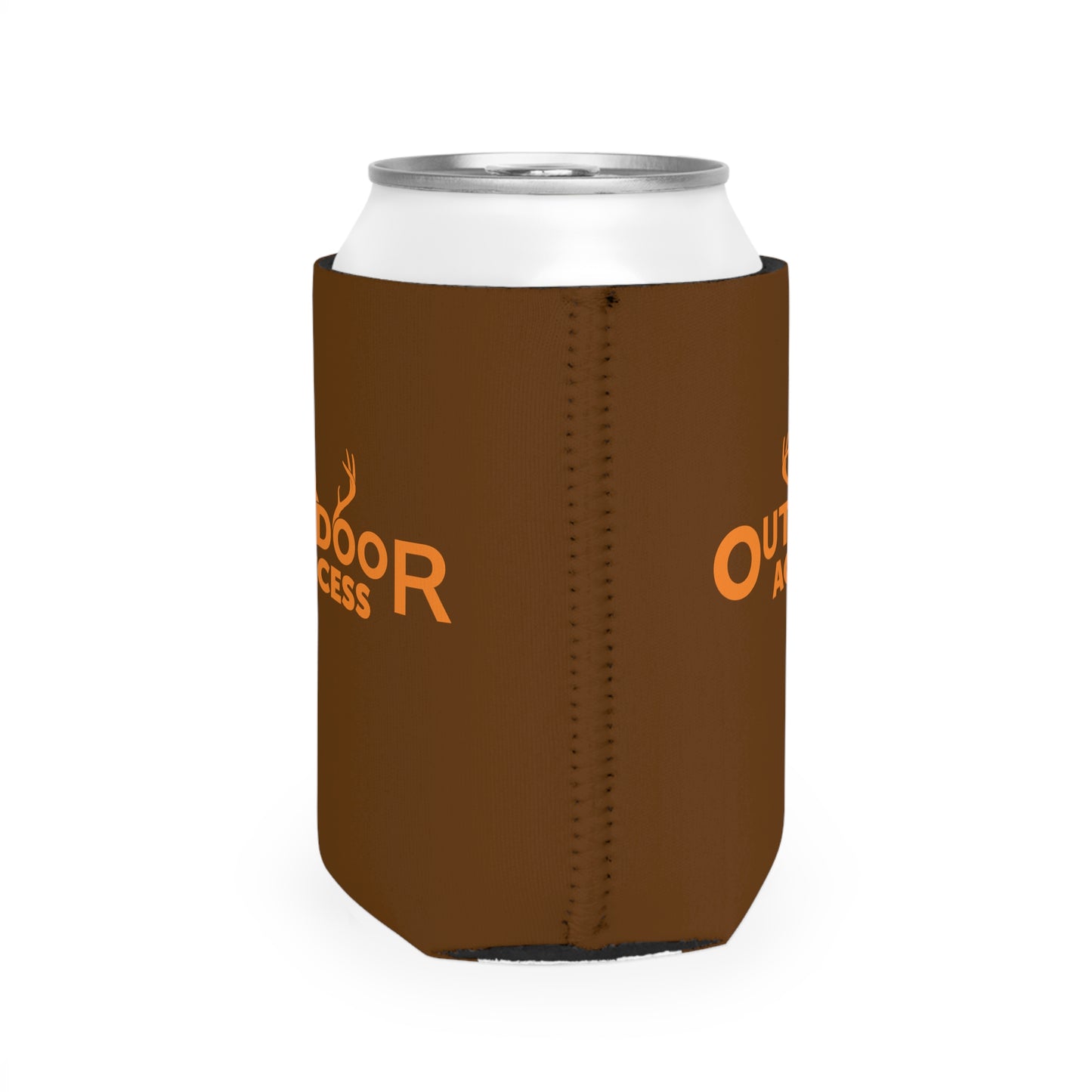 Can Cooler Sleeve- Brown with Orange Logo