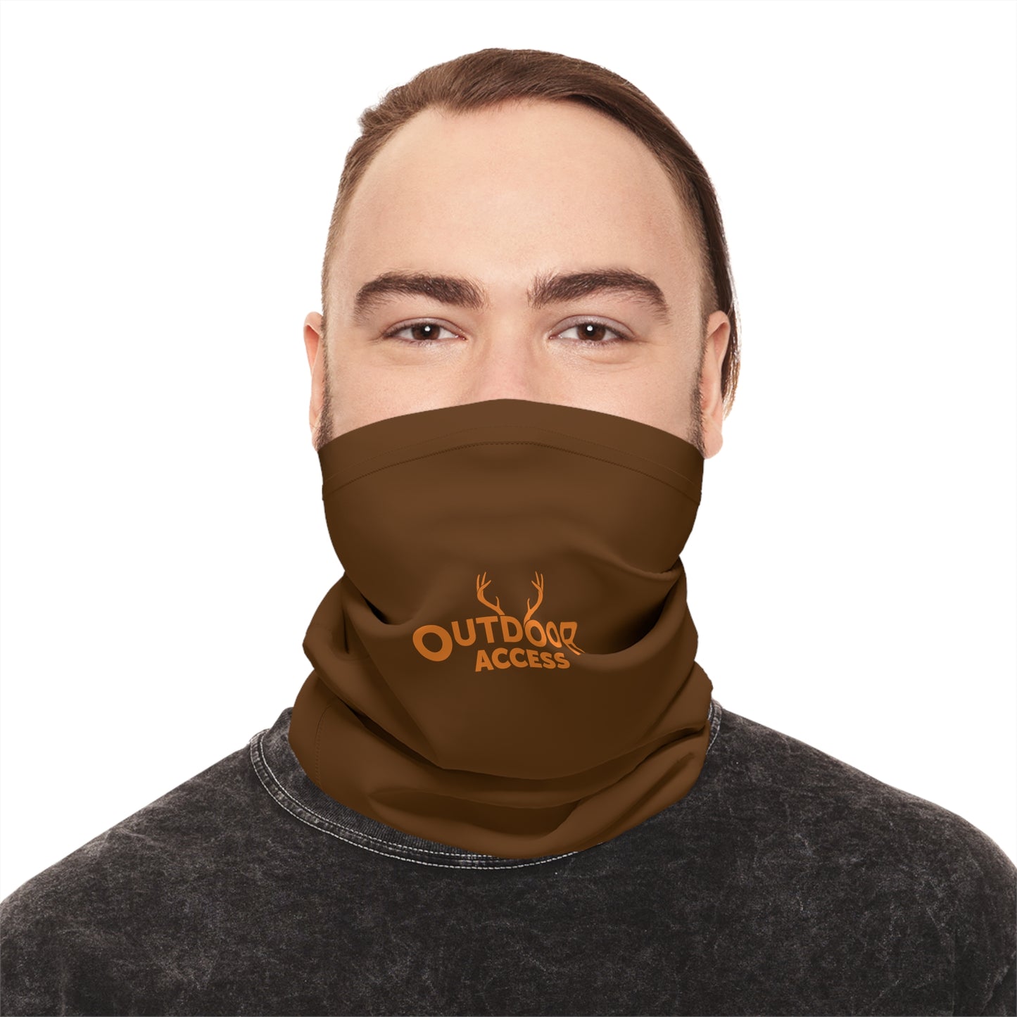 Midweight Neck Gaiter- Brown with Orange Logo