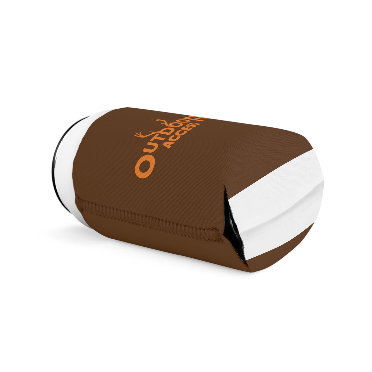 Can Cooler Sleeve- Brown with Orange Logo