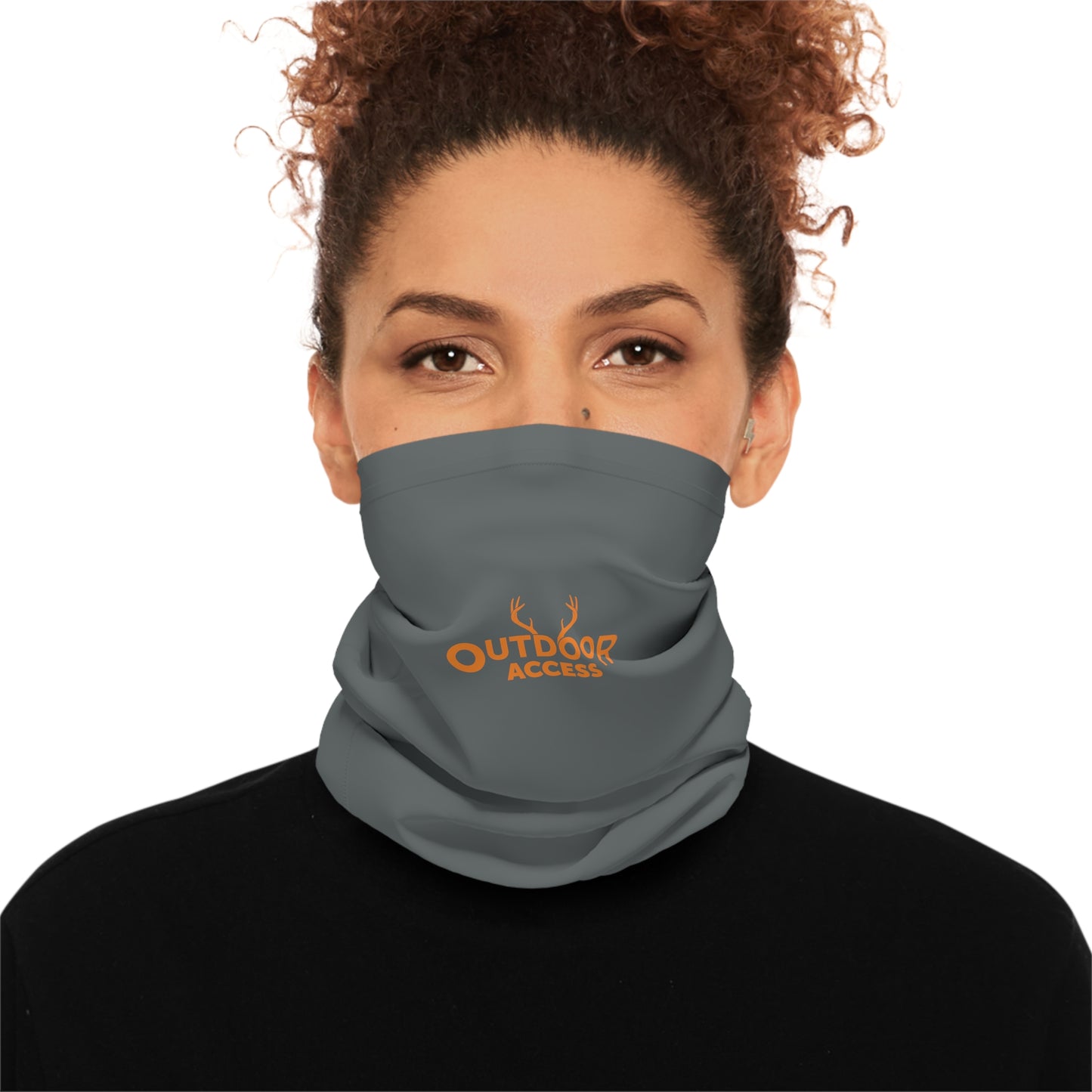 Midweight Neck Gaiter- Dark Grey with Orange Logo