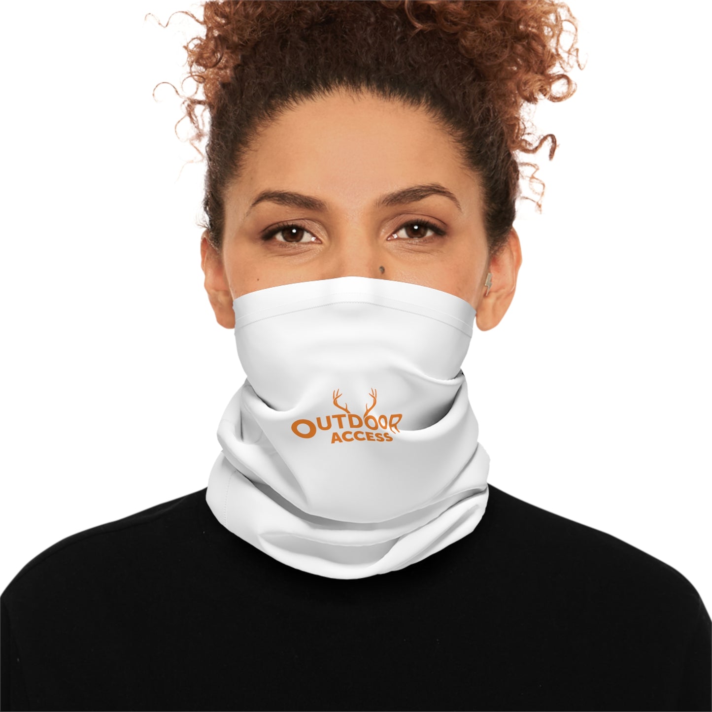 Midweight Neck Gaiter- White with Orange Logo