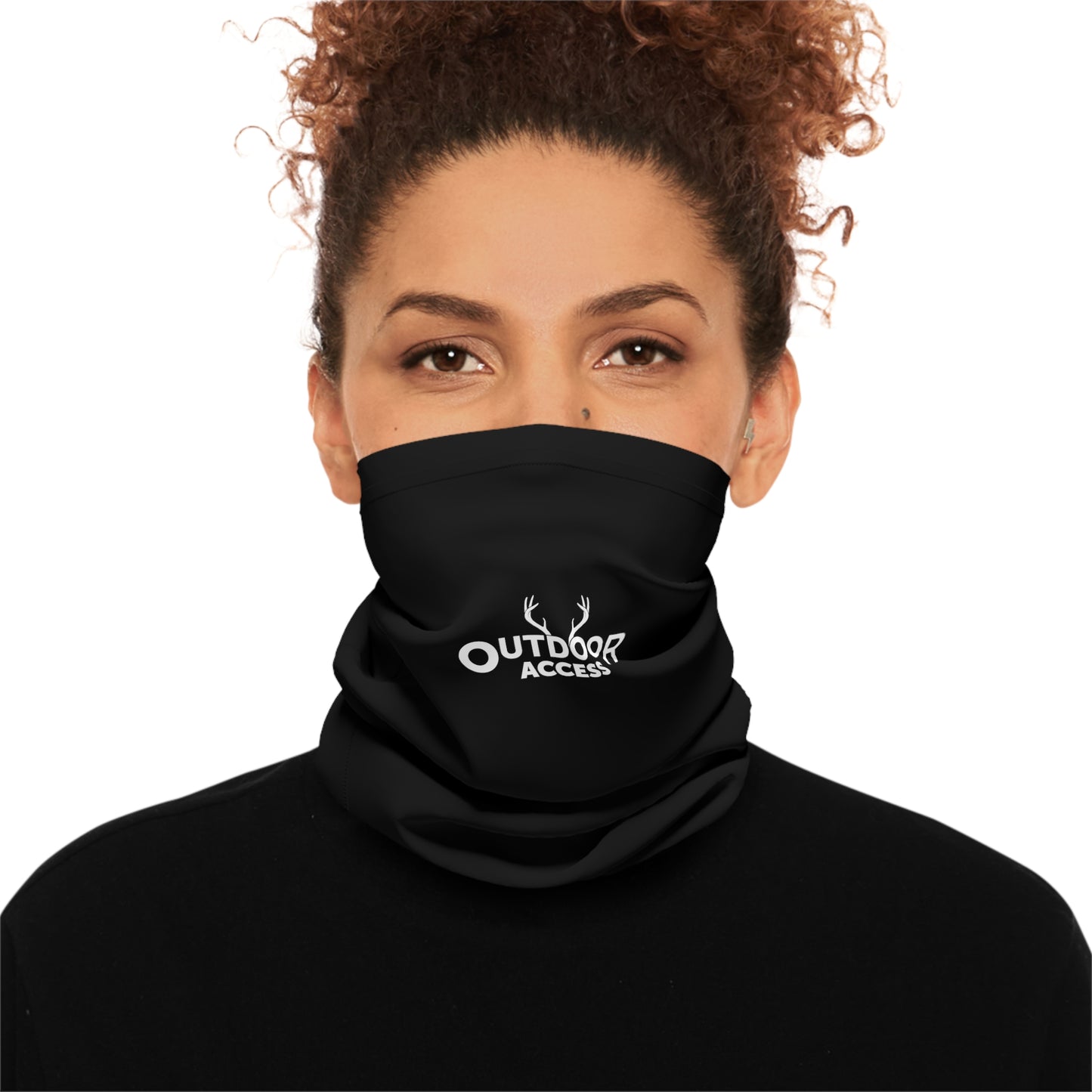 Midweight Neck Gaiter- Black with White Logo