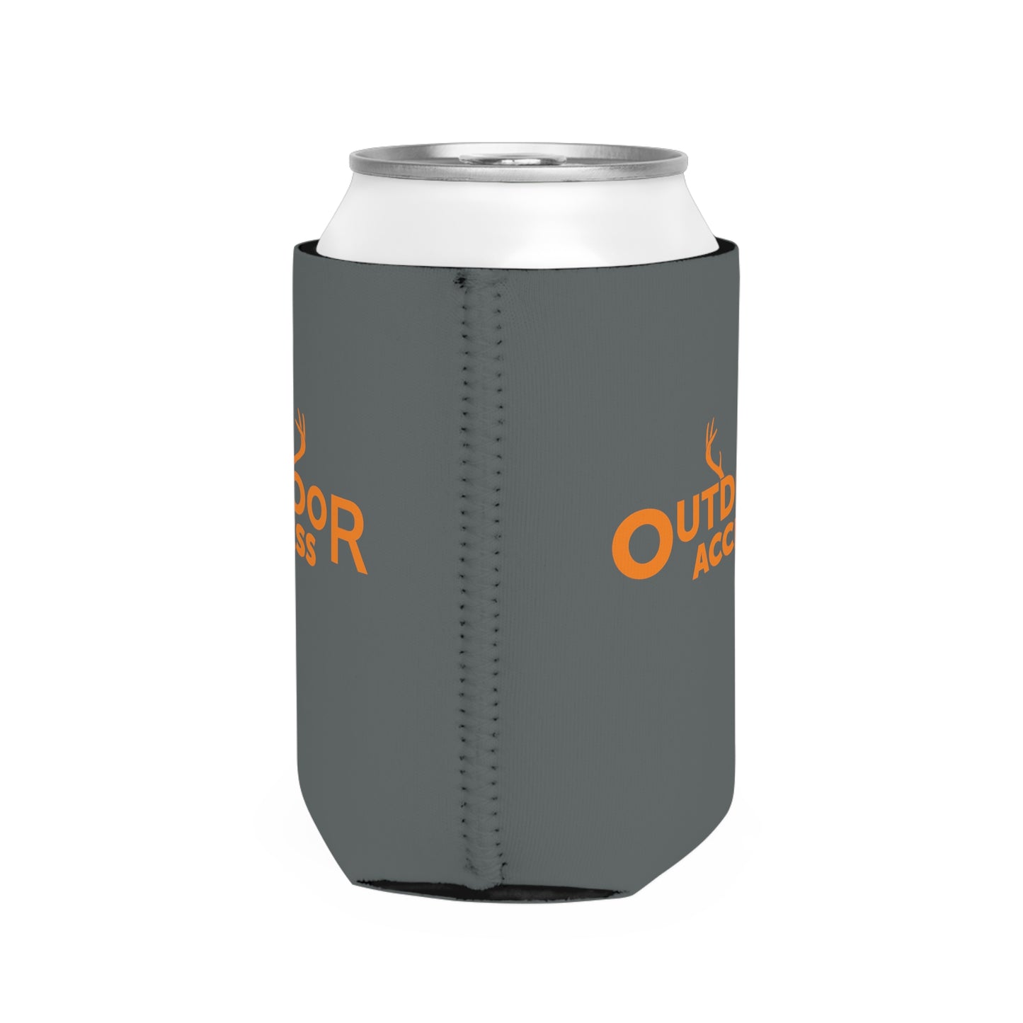 Can Cooler Sleeve- Dark Grey with Orange Logo