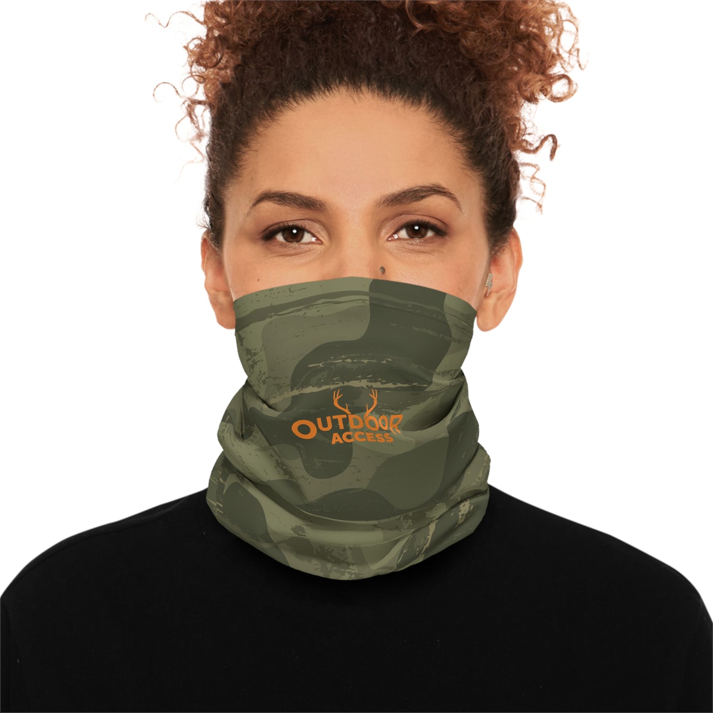 Midweight Neck Gaiter- Camouflage with Orange Logo