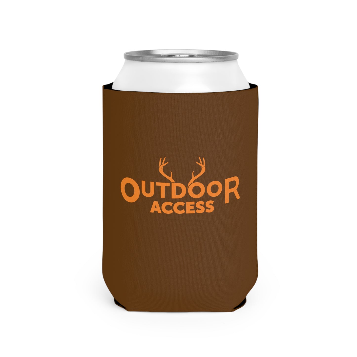 Can Cooler Sleeve- Brown with Orange Logo