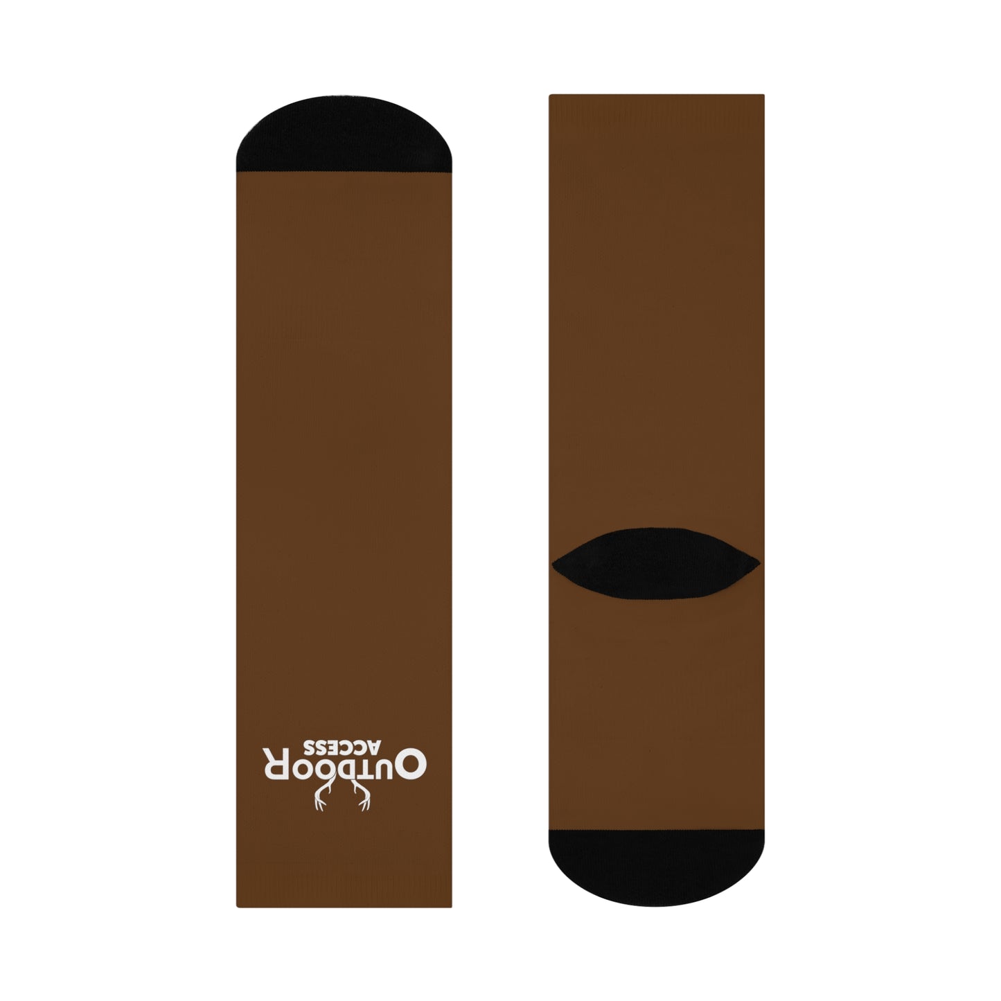 Cushioned Crew Socks- Brown with White Logo