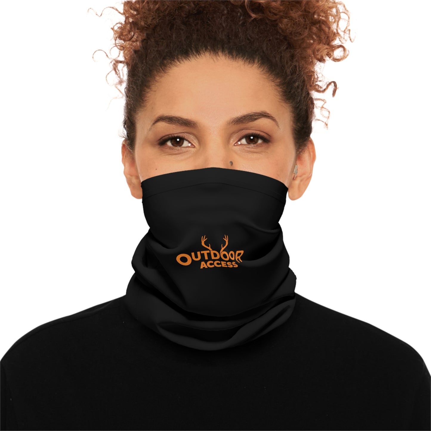 Midweight Neck Gaiter- Black with Orange Logo