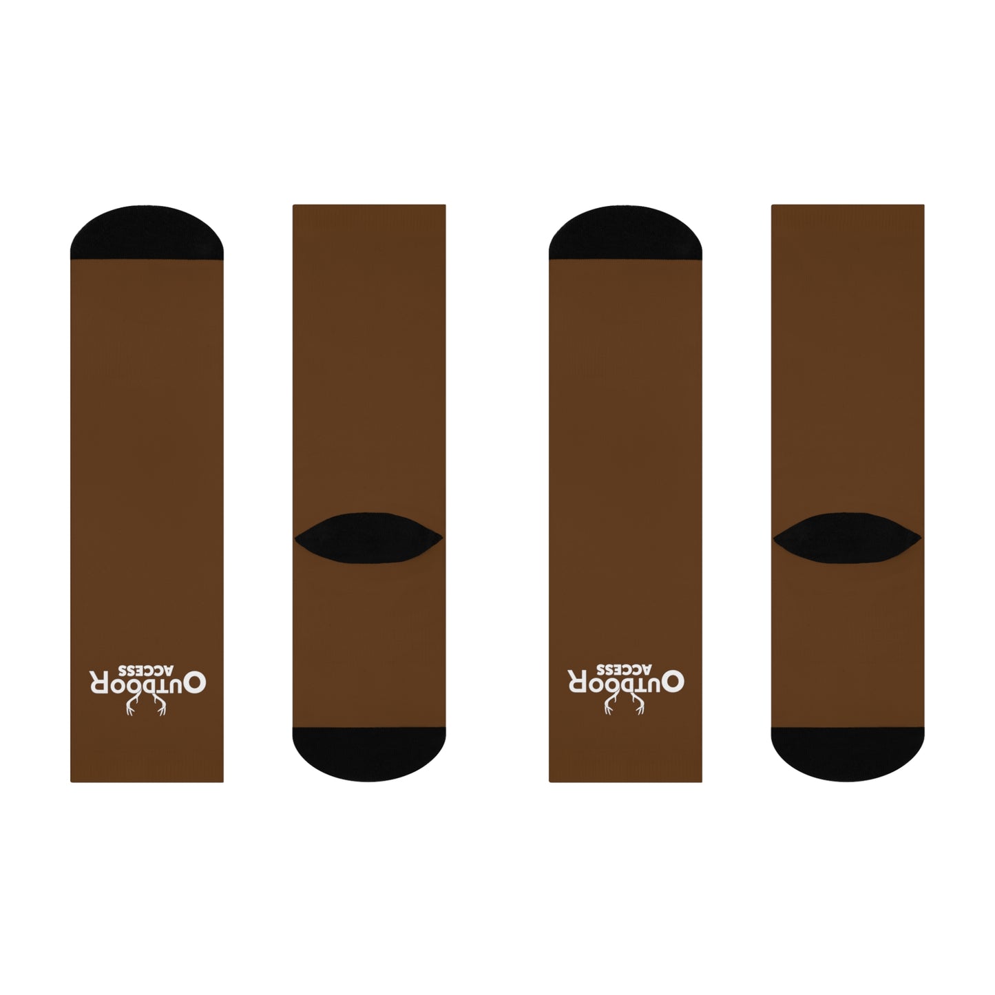 Cushioned Crew Socks- Brown with White Logo