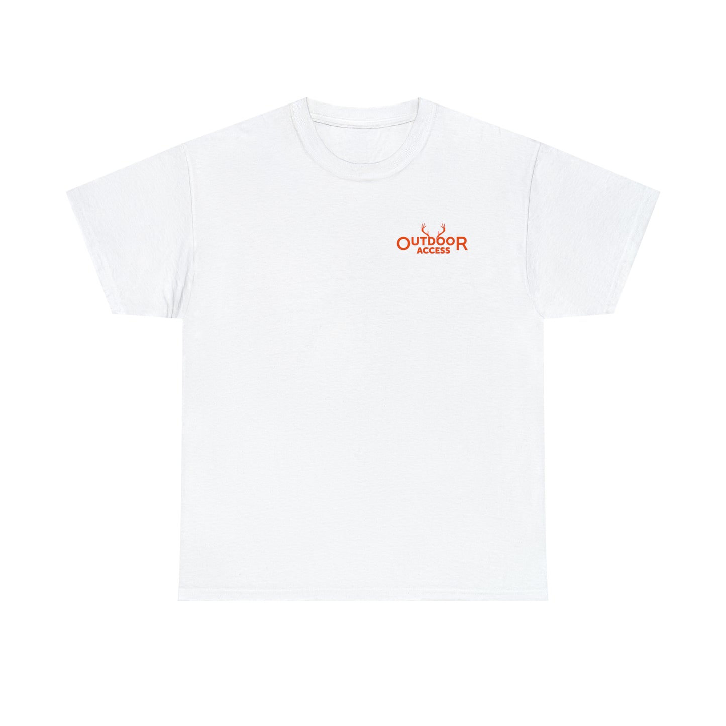 Unisex Heavy Cotton Tee with Outdoor Access logo printed in orange on front and back