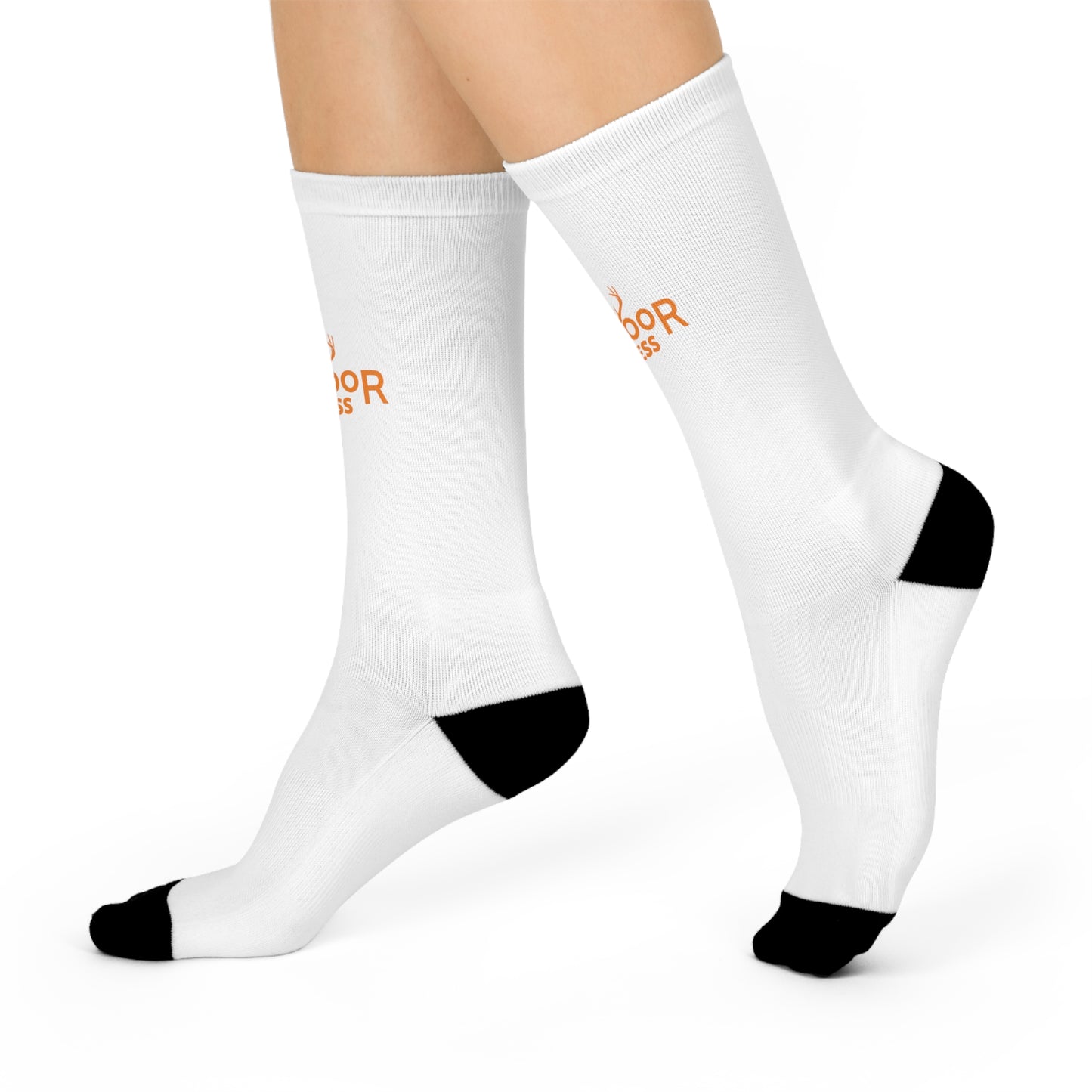 Copy of Cushioned Crew Socks- Brown with Orange Logo