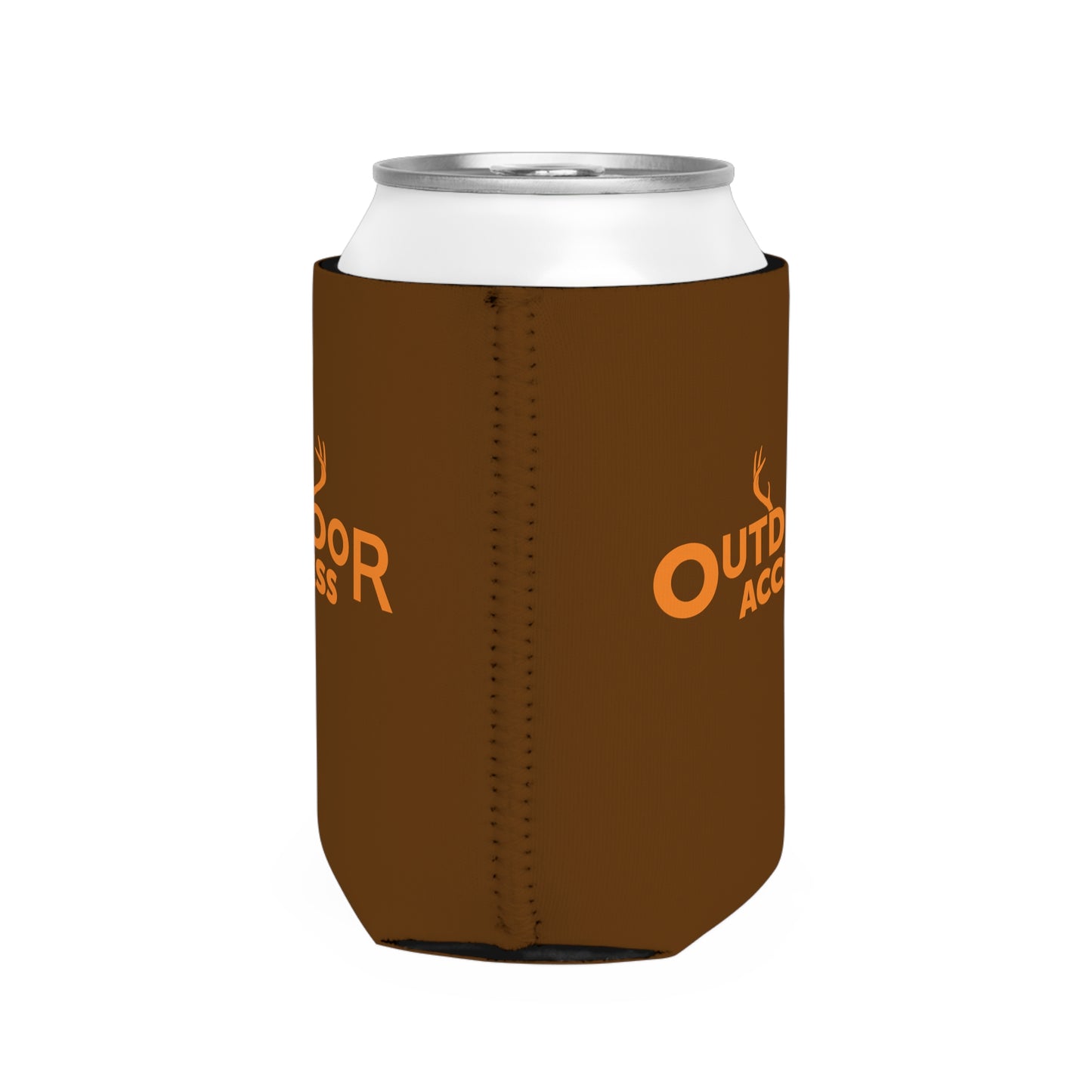 Can Cooler Sleeve- Brown with Orange Logo