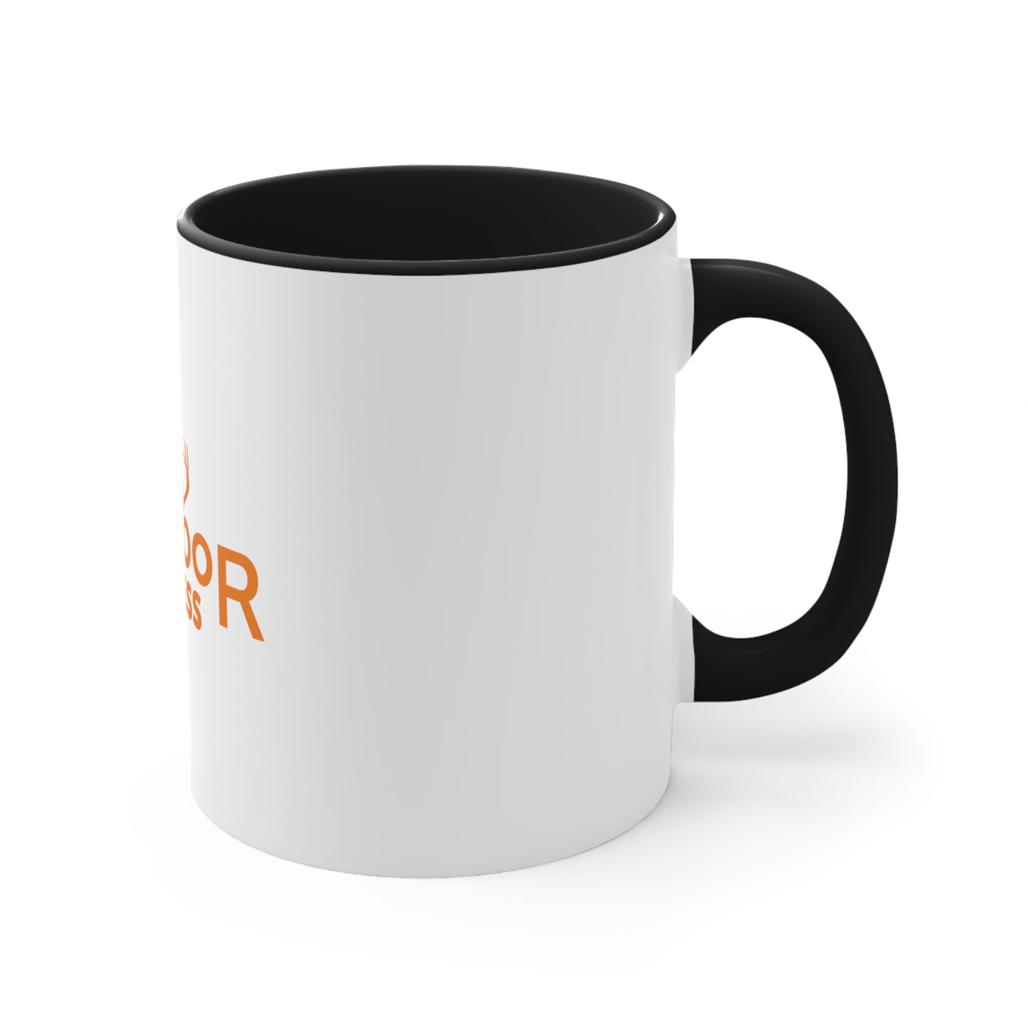 Accent Coffee Mug, 11oz, with Outdoor Access logo in orange