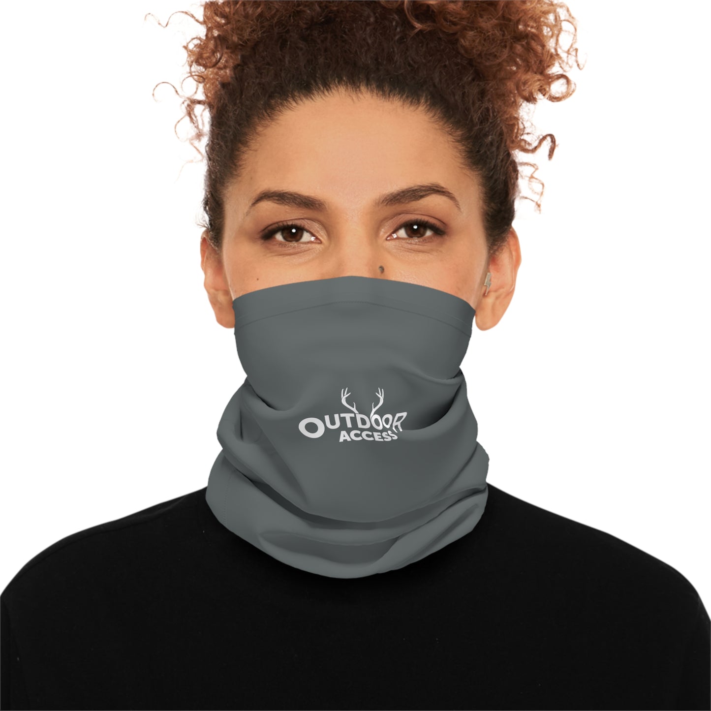 Midweight Neck Gaiter- Dark Grey with White Logo